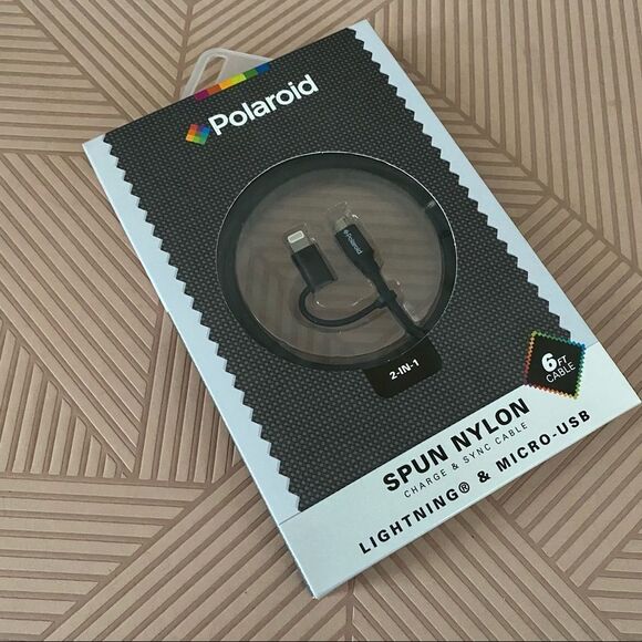 Polaroid Other - Polaroid Cable Charge & Sync Spun Nylon Lightning Micro USB 6 Feet iPhone iPad